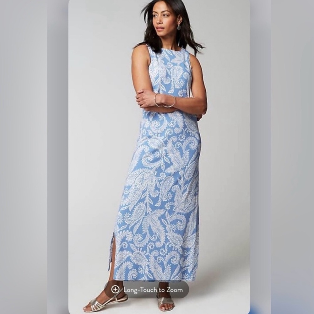 J. Jill Sky Blue and White Maxi Dress large